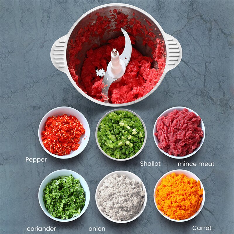 Hachoir à viande électrique automatique 300W, en acier inoxydable, capacité de 2l/3l, hachoir à ail, hachoir de cuisine