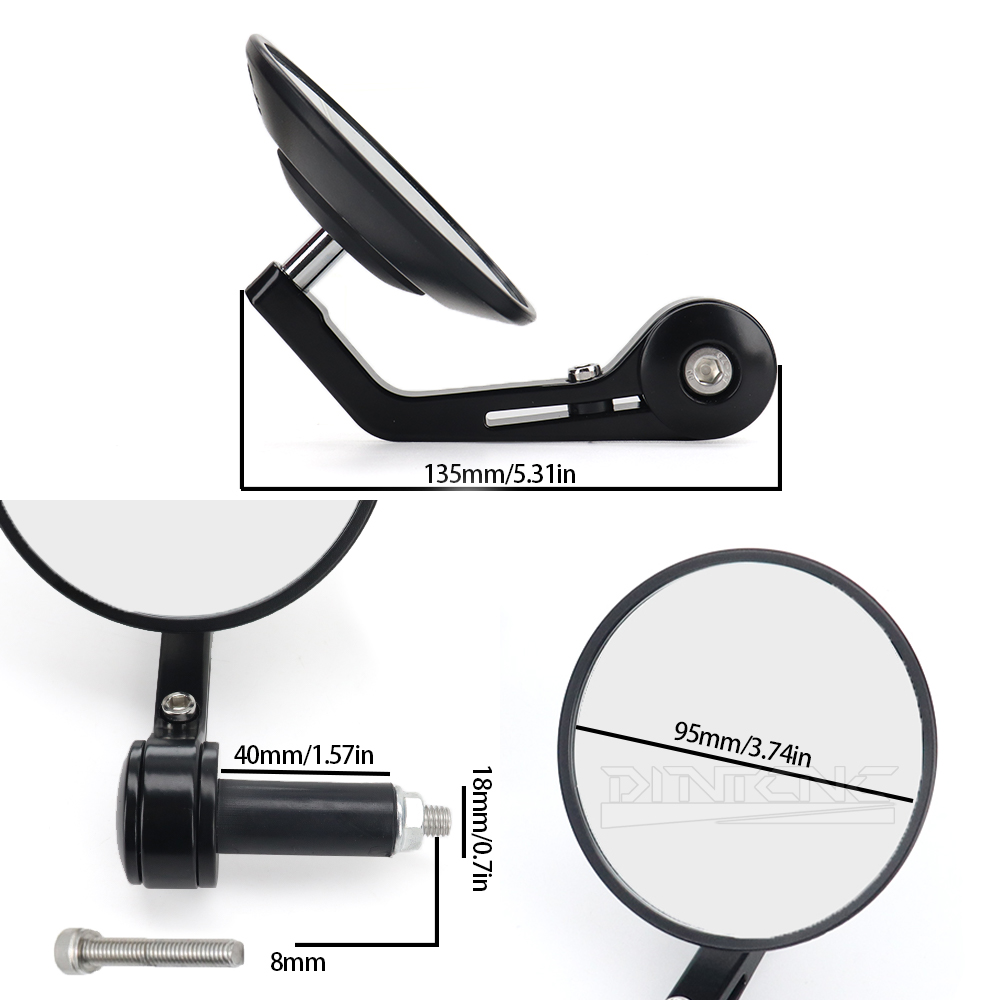 Motorfiets Accessoires Fiets Tram Terreinwagen All-Terrain Universele Stuur End Achteruitkijkspiegels 95MM Glazen Zijspiegel