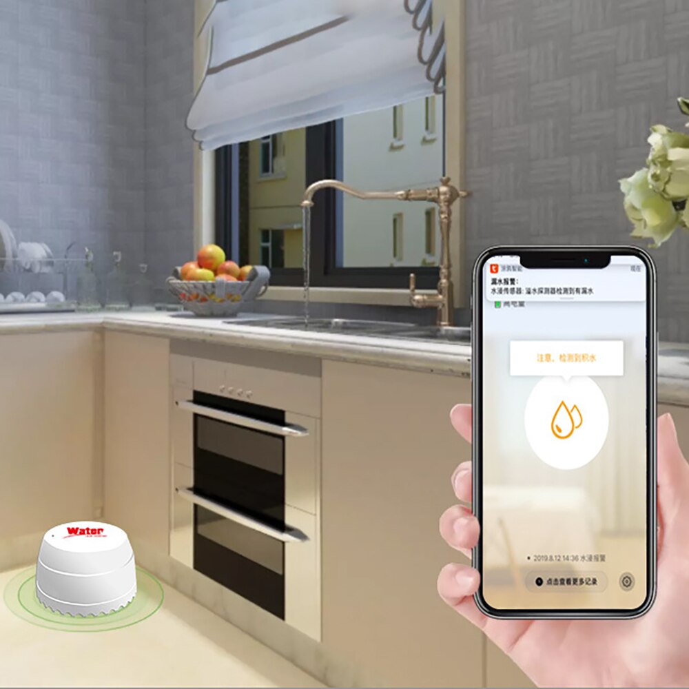 WiFi Smart Water Leakage Alarm Household Overflow Water Flooding Detector with Buzzer Smart Life APP Flood Alert Overflow Securi