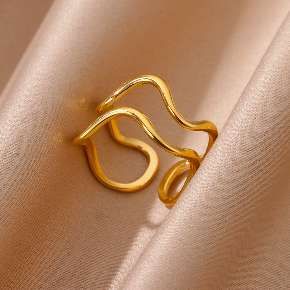 Anillos de apertura gruesos geométricos irregulares para mujer, anillo de boda de Color dorado de acero inoxidable, joyería estética de , de: Rojo