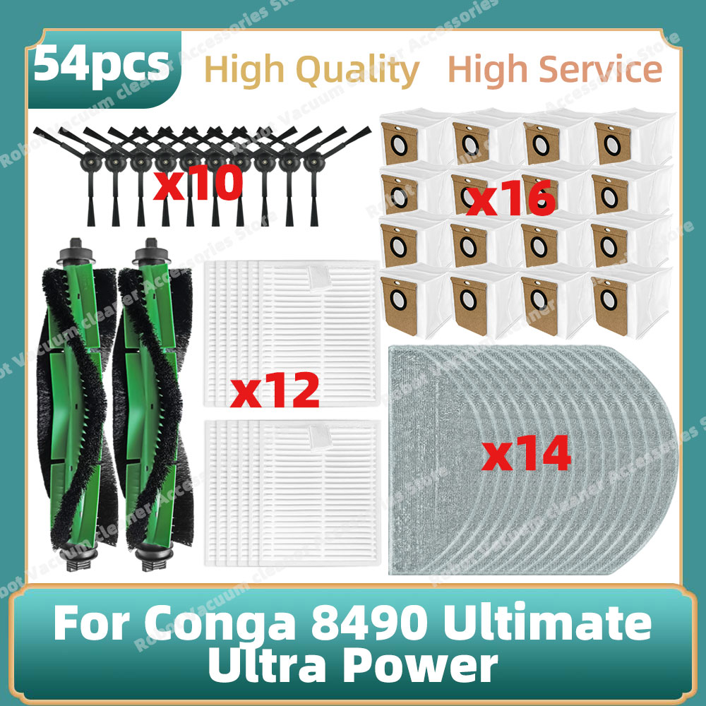 Compatible For Cecotec Conga 8490 Ultimate Ultra Power / 7490 Ultimate Home X-Treme Genesis Accessories Brush Mop Bag Parts: Brown