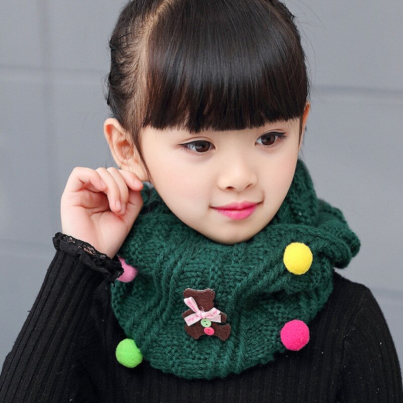 Sciarpa per bambina autunno inverno sciarpe fatte a mano a forma di stella con orso a forma di stella sciarpe per ragazzi e ragazze in lana lavorata a maglia: BEAR GREEN