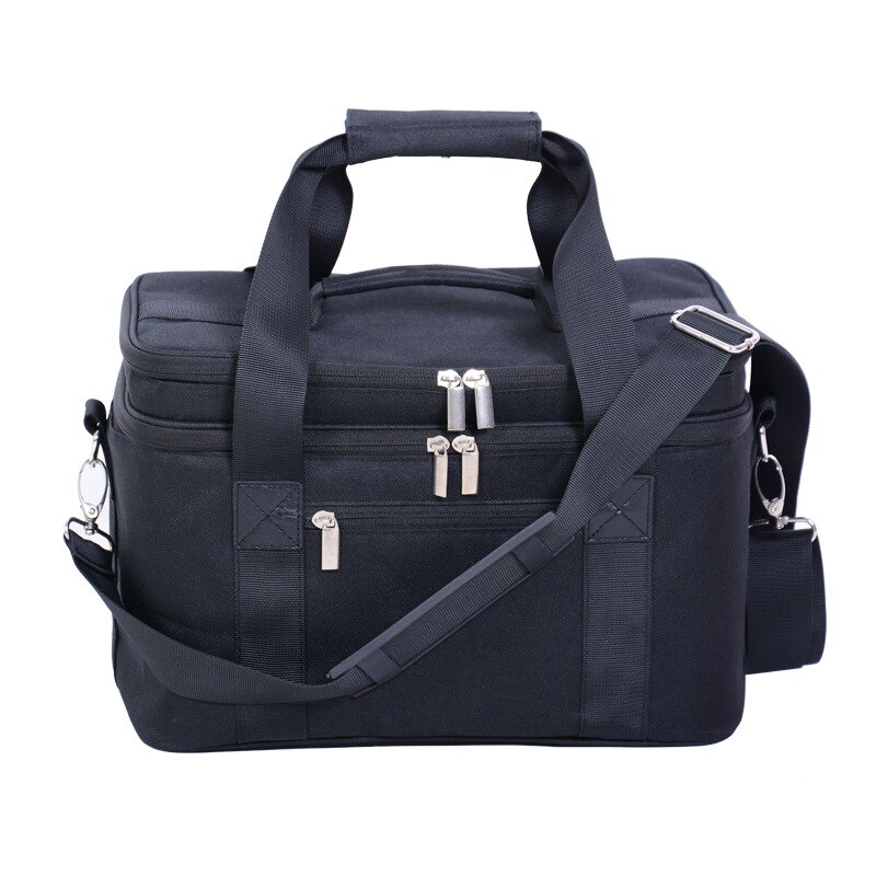 Cooler marrom de 2 camadas 19l com folha de alumínio, bolsa térmica de grande volume com isolamento térmico para piquenique: Preto