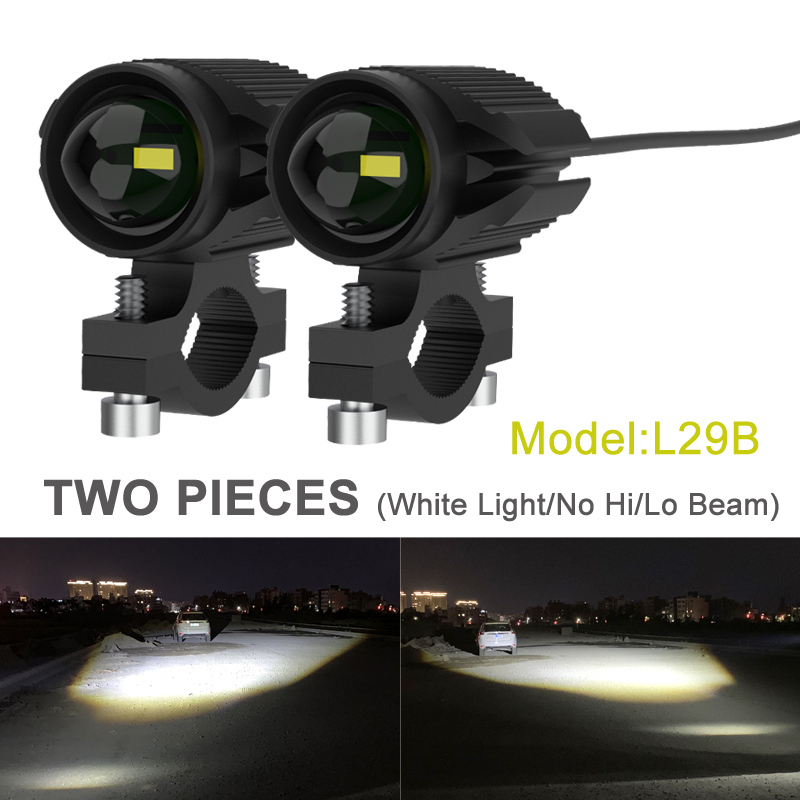 Faro LED Universal para motocicleta, lente de proyector de doble Color para ATV, Scooter, conducción para Cafe Racer, lámpara de foco auxiliar