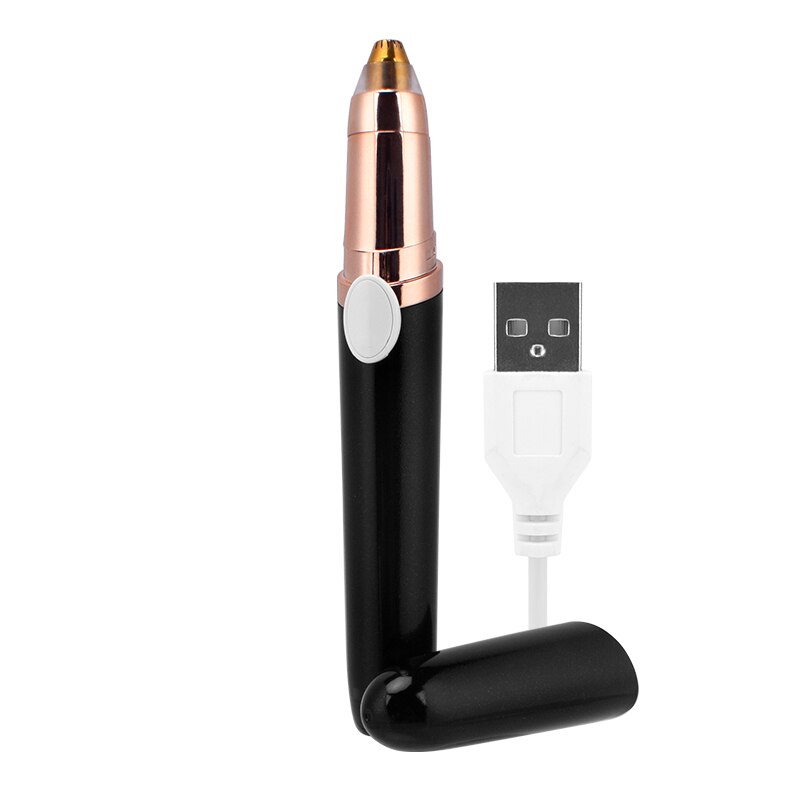 Oplaadbare elektrische gezichts- en wenkbrauwschaar, mini draagbare tondeuse voor vrouwen, lichaamsscheerapparaat, ontharingsmes, pijnloos scheermes, epilator: Zwarte usb