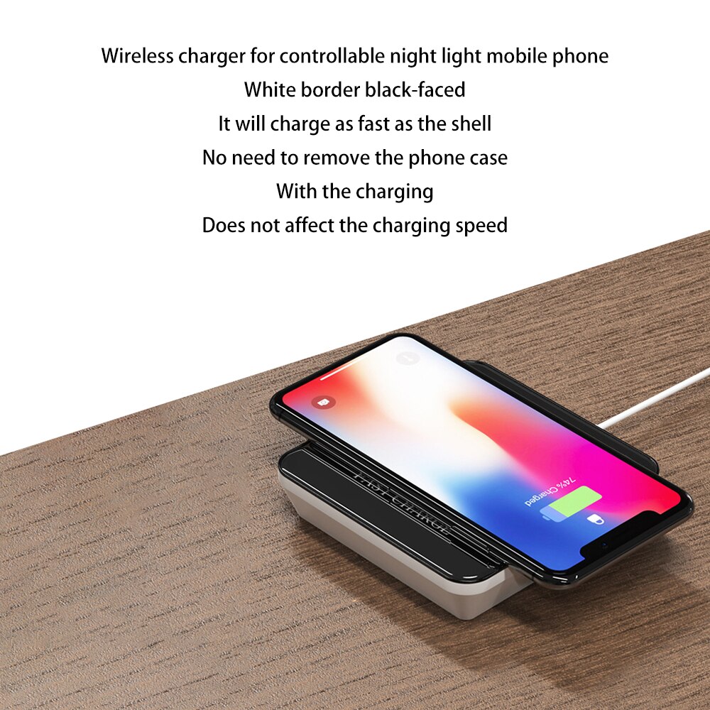 Fast Wireless Charger for Samsung S10 S9/S9+ Note 9 Qi Charging Pad Controllable Night Light Wireless Charging for iPhone 11 Pro