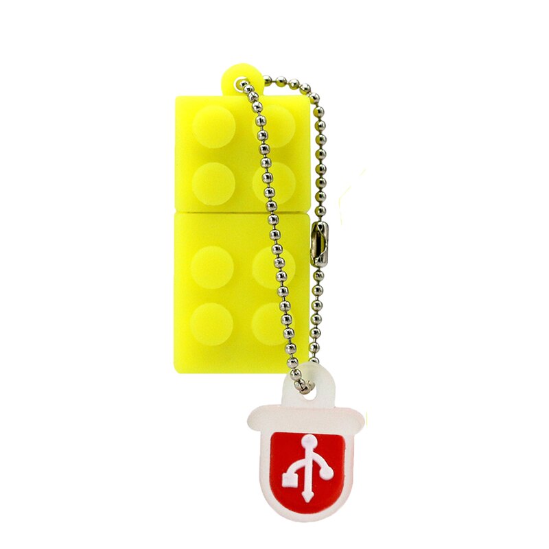 Memoria USB 2,0 de silicona para niños, PenDrive de bloques de construcción, memoria Flash, 4GB, 8GB, 16GB, 32GB: YELLOW / 128 GB