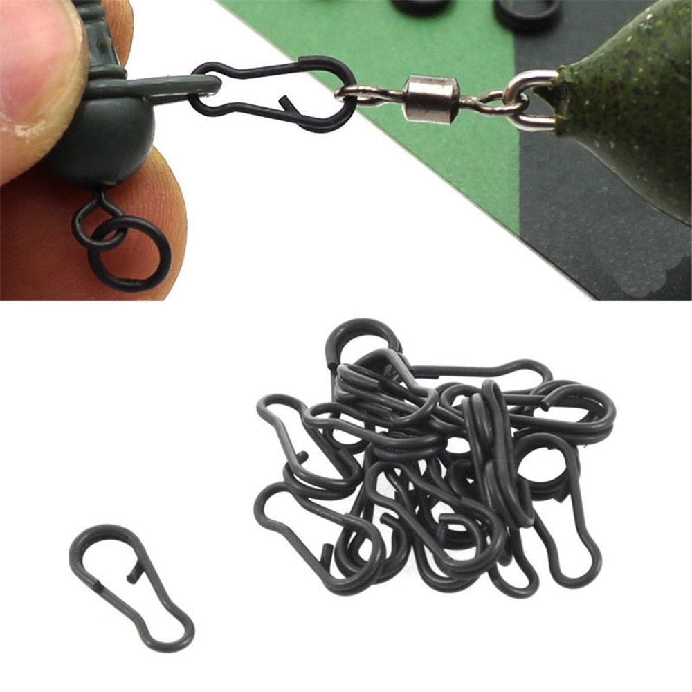 30Pcs/lot Carp Fishing Multi Clips Quick Change Connector Matte Black Easy Link Swivels Snap Terminal Tackle Rolling Swivels