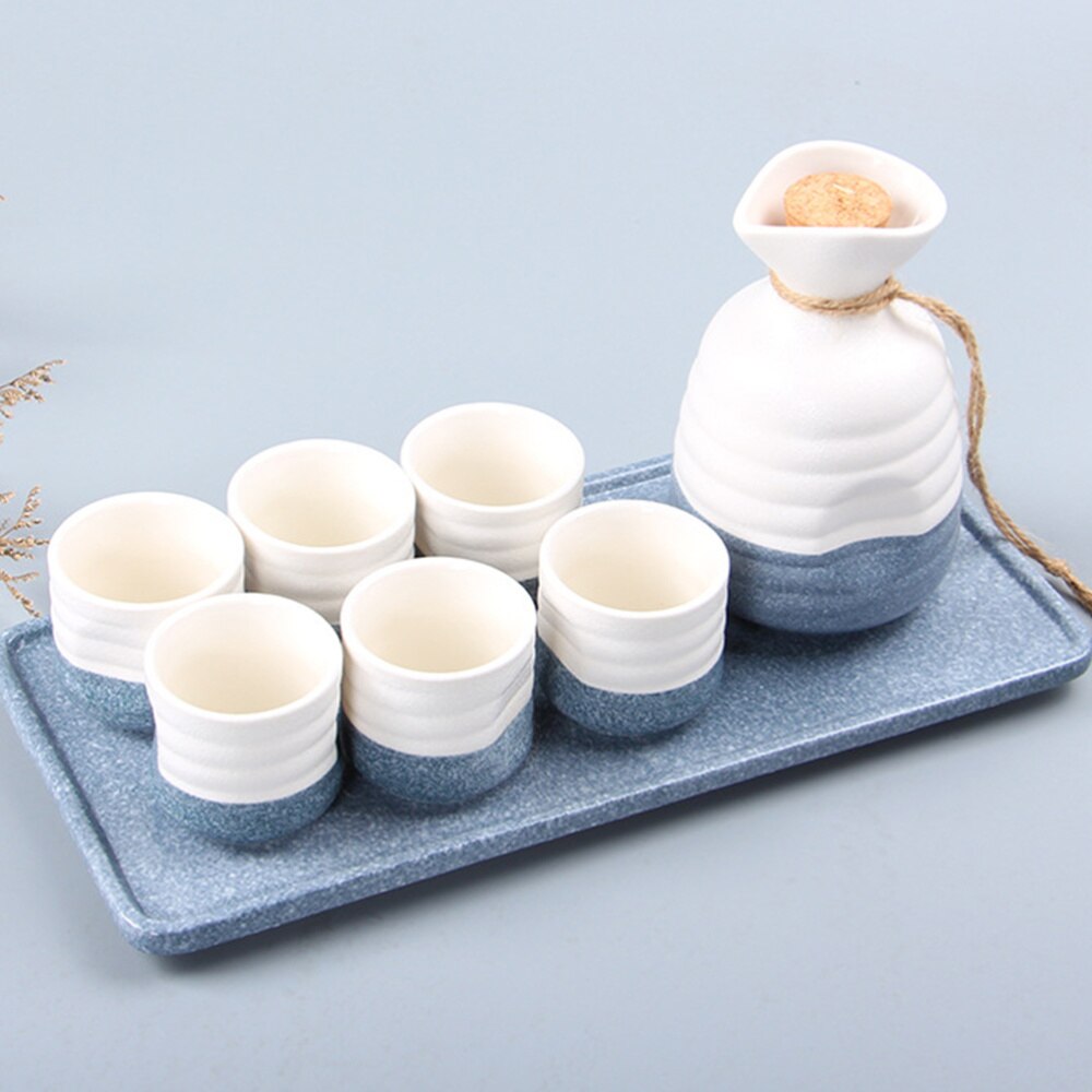 Porcelain Sake Cup Set Cup Bottle Japanese Cup Japanese Sake Cups for Home Bar (1pc Bottle, 4pcs Cups)