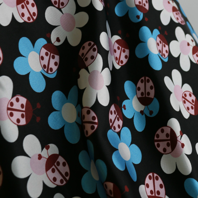 Carton Sunflower Satin Children Pattern Craft Satin Cosplay Fabric Charmeuse