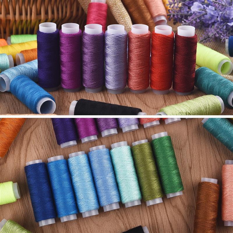 39 Colors 100% Polyester Yarn Sewing Thread Roll Machine Hand Embroidery 200 Yard Each Spool For Home Sewing Kit