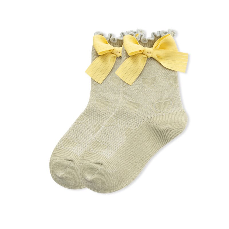 Baby kleine Mädchen atmungsaktiv Socken Bowknot Knie hoch Kinder Rohr Socken Verbeugungen Rüsche Kinder Mädchen Socken: Grün