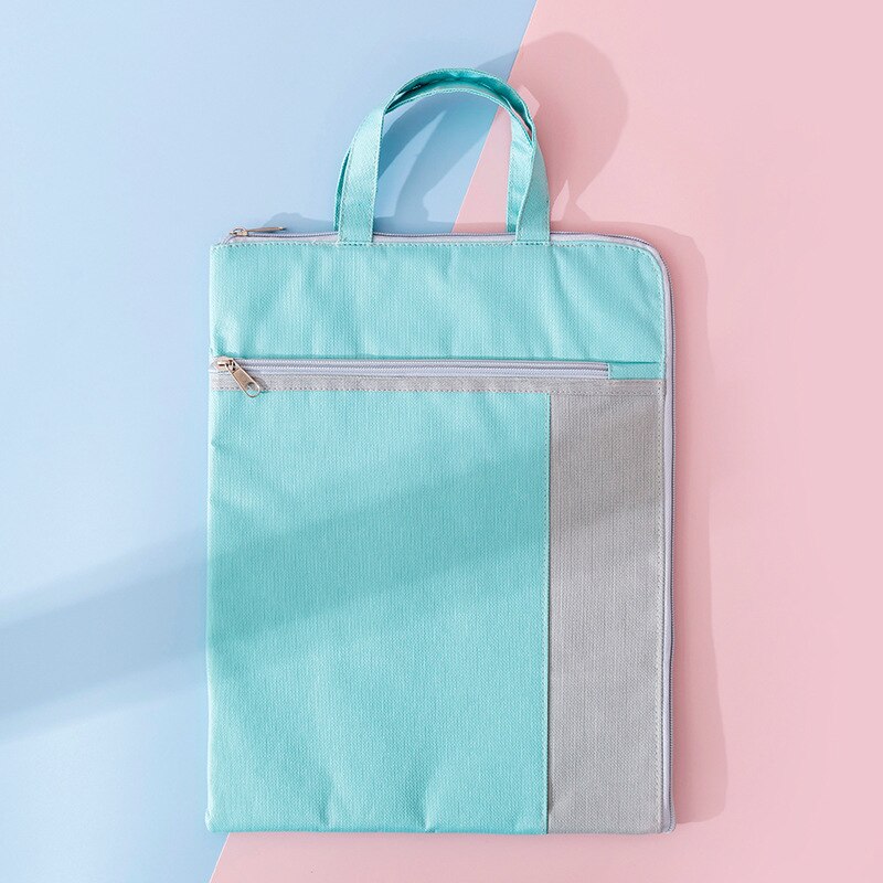 Yisuremia Multi-Function Canvas Bag Fabric File Folder Documents Bag Notebook Storage Organizer Handbag Office School Supplies: sky blue