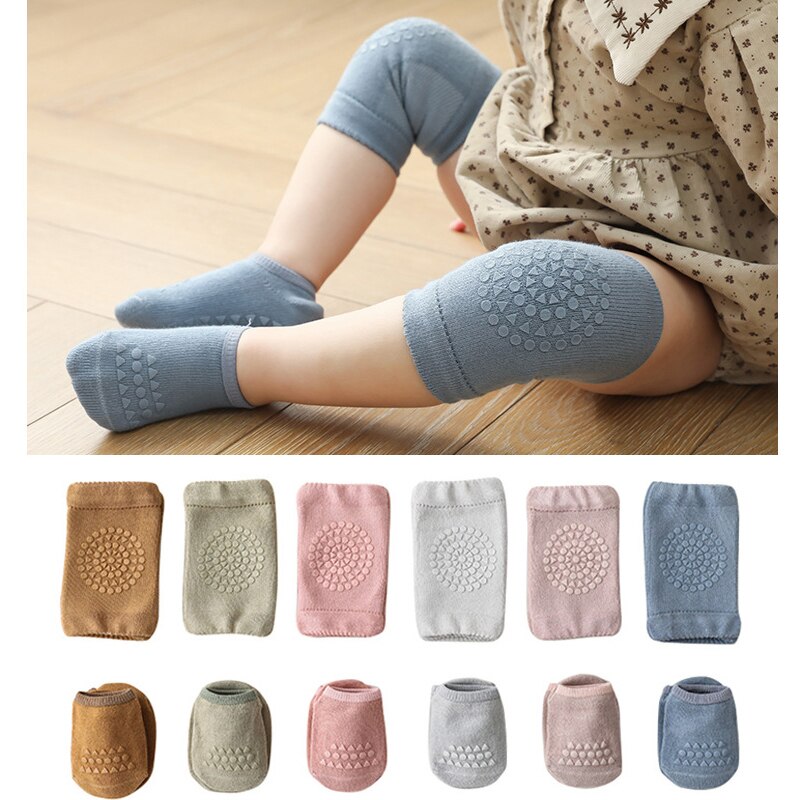 Calzini estivi per bambini Set di calzini calzini antiscivolo tinta unita ginocchiera calzini da pavimento striscianti per bambini protezione per ginocchio per ragazze ragazzo