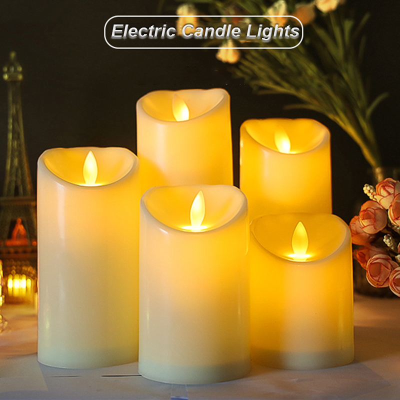 3Set Moving Flame Led Candle Lights AA Battery Operated LED Pillar Candles with Remote Flickering Tealight Wedding Party Decor