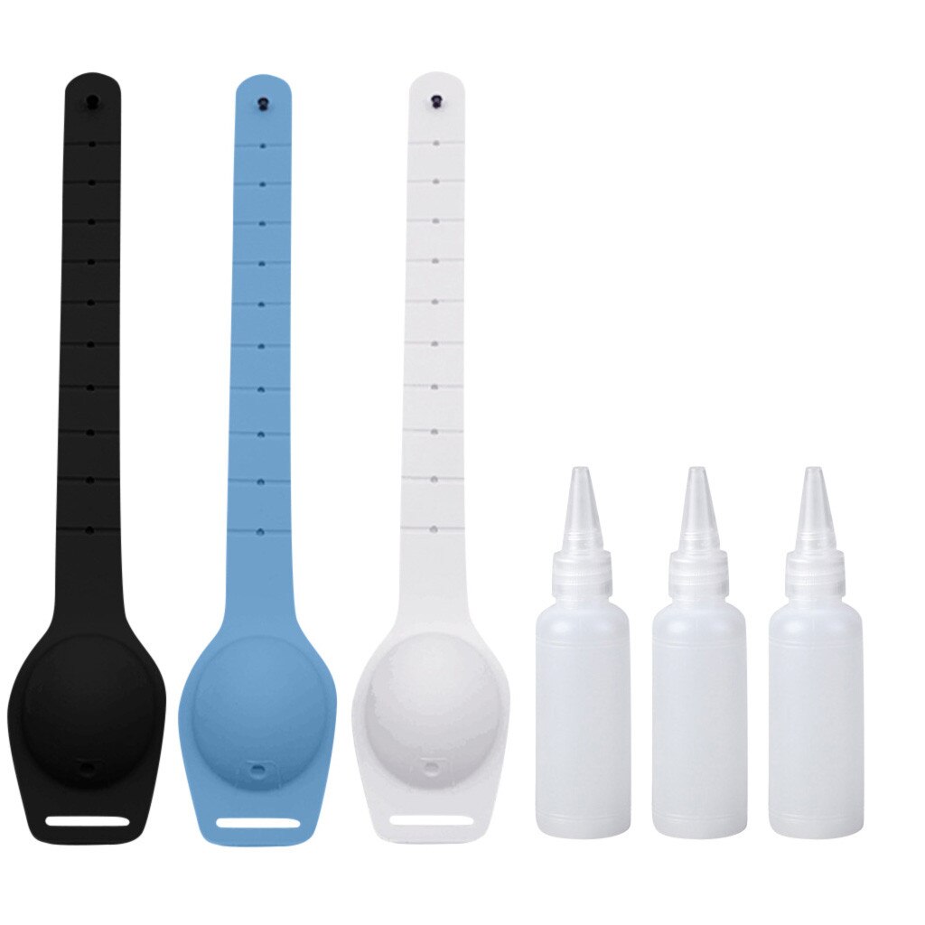 3PCS Portable Hand Sanitizer Bracelet Wristband Hand Dispenser 10ML Handwash Gel With Sanitizing Wristband P902: A