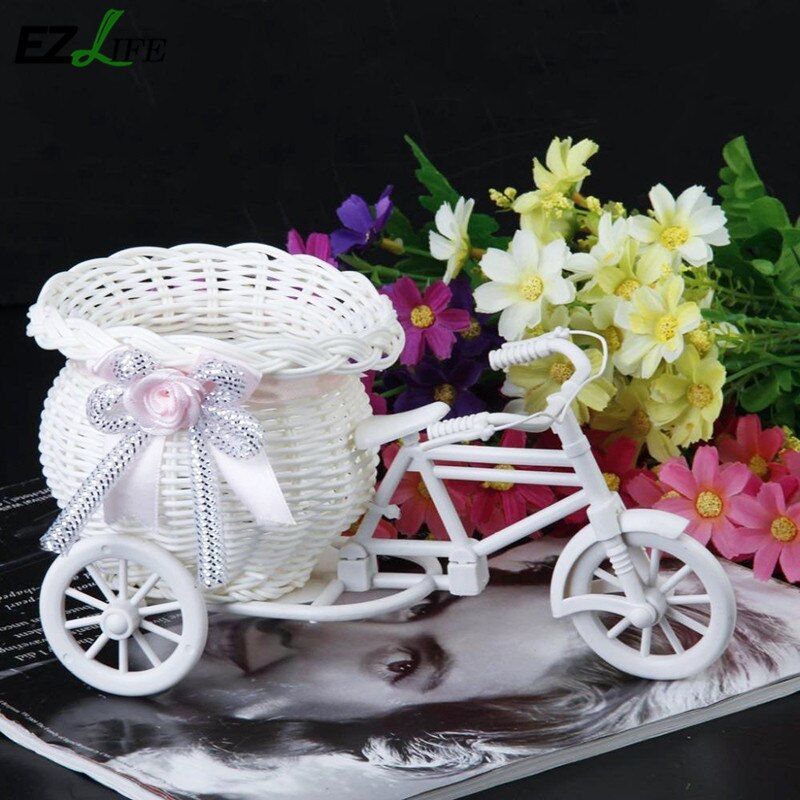 Cestas de flores artificiales de tejido de mimbre, decoración para bicicleta simulada hecha a mano, cesta de madera, jardinera de flores, Maceta de jardín de oficina Z5Z2