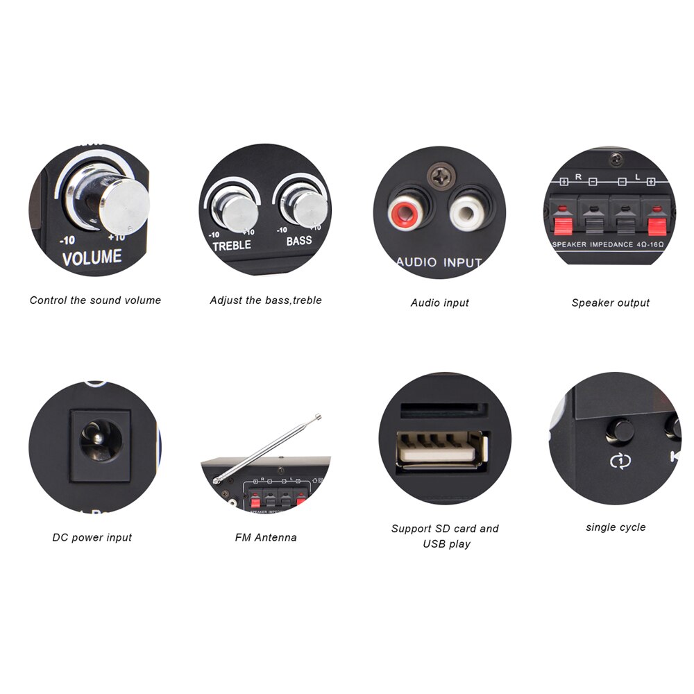 Portable BT Audio Power Amplifier Multifunctional Car and Home Dual-use Power Amp with Remote Controller