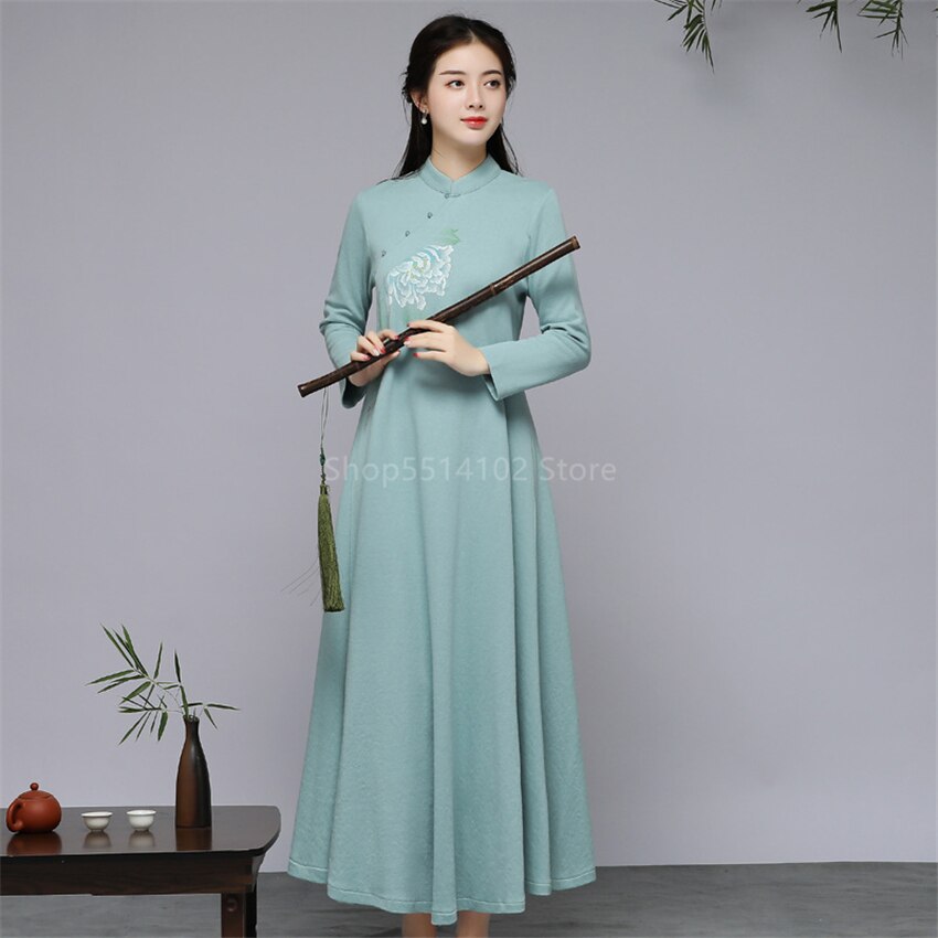 Women Chinese Traditional Cheongsam Qipao Modern Wedding Dress Aodai Vietnam Floral Print Oriental Asian Style Cloth Casual Set