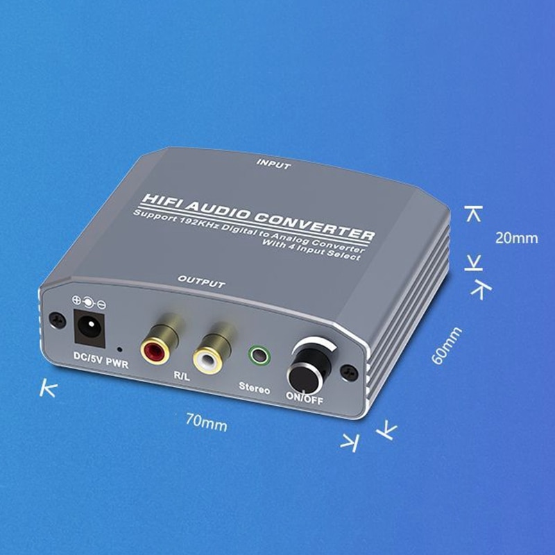 192Khz Digital to Analog Converter Coaxial Optical Digital to Analog Audio Converter HIFI Audio Converter
