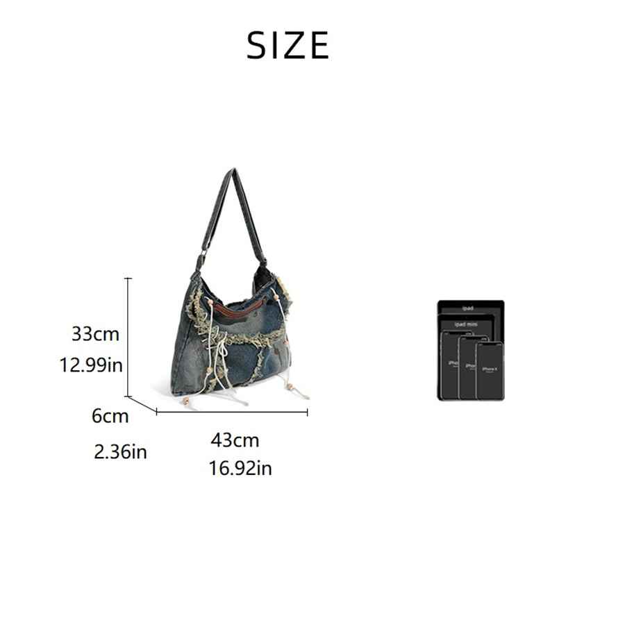Y2k koreanska harajuku gotiska hobo jeansväskor estetiska vintageväskor damhandväskor crossbody messenger tote peddler axelväskor