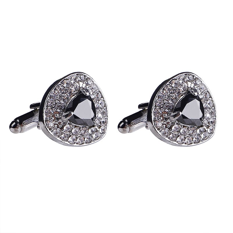 Men's Formal Dress Business Tie Clip Cufflink French Style Wedding Groom Jewelry Rhinestone Shirt Tie Clips Cuff Links: Cufflink Black