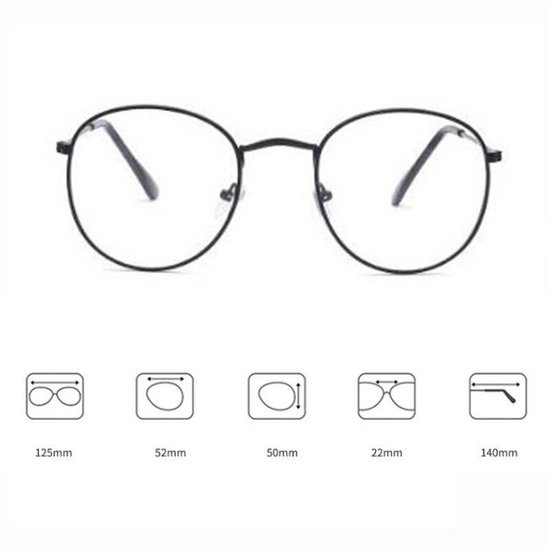 Brilmonturen Metalen Ronde Bril Frame Clear Lens Eyeware Zwart Oog Glas Retro Grote Metalen Lenzenvloeistof Frame Oversized