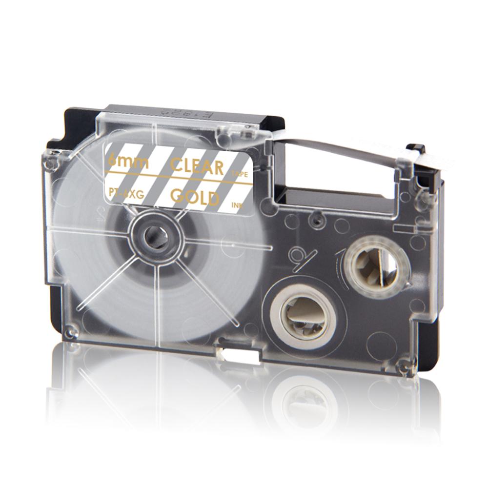 UniPlus XR-6X XR6WE XR-6RD XR 6YW Label Tapes Replace Casio Label Maker XR-6B XR-6GN 6mm Multi Colors for KL-60 KL-60SR KL120 EZ: Gold on Clear