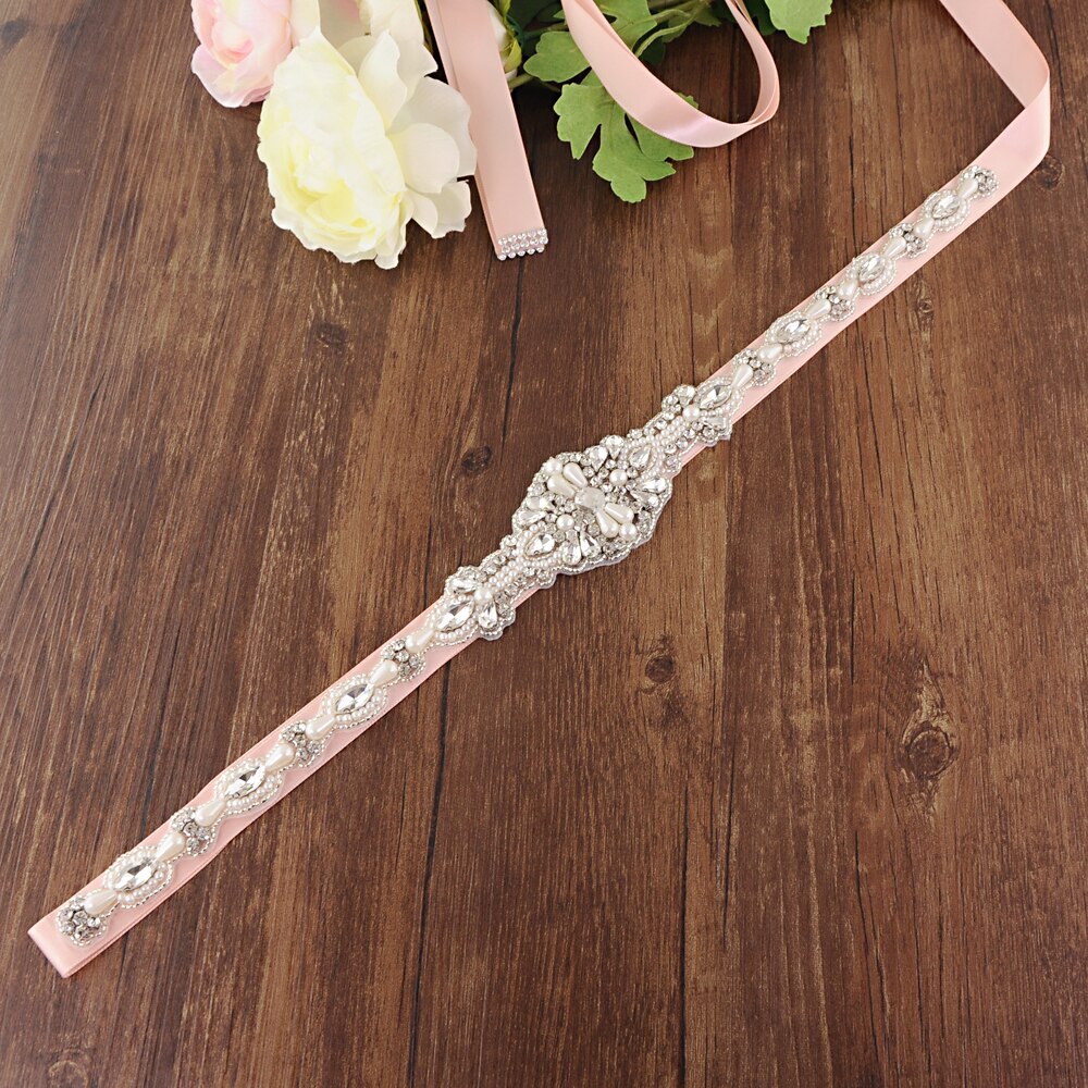 ZMS388 Rhinestone Belt Wedding Dress Belt Bridal Belt Wedding Accessories Mariage Sash Bridesmaid Belt Wedding Belt Women Belt: vintage pink