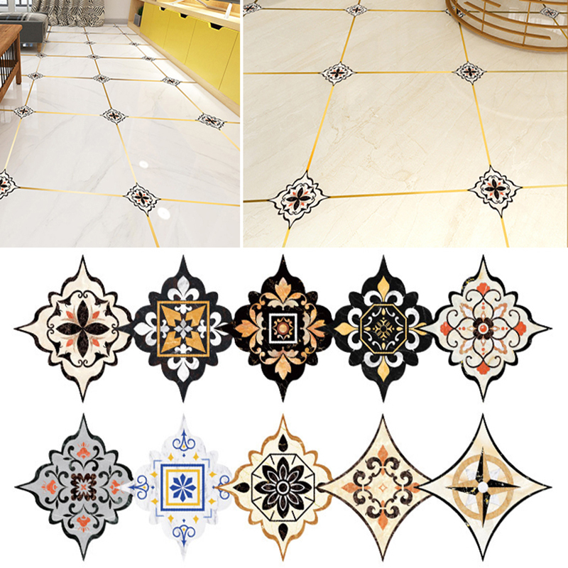 36 Pcs Self Adhesive Floor Tile Stickers Waterproof Floor Diagonal Sticker Europe Royal Style Living Room Decor Wall Floor Stick