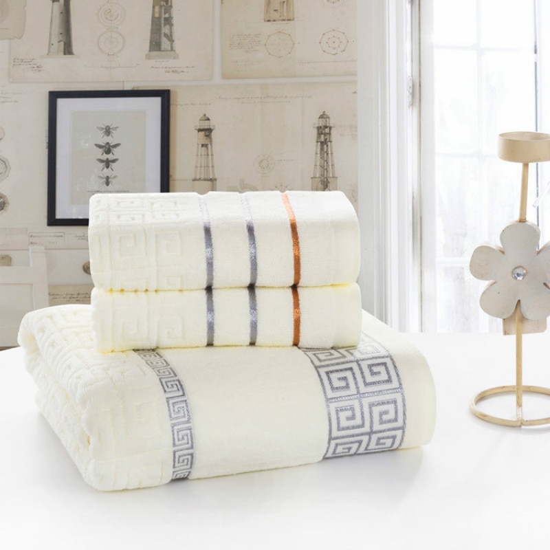 UNIKEA 100% Katoen Plaid Handdoek Sets Garen Strengen Grote Muur bad zeer zachte goede Handdoek + Washandje sets 3 kleur