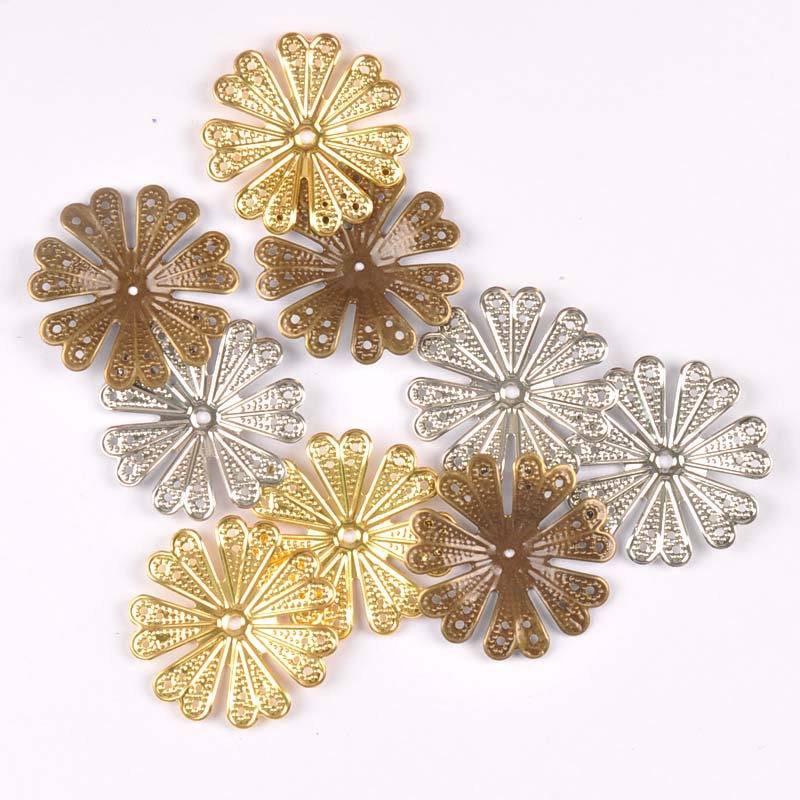 40mm guld / sølv / bronze antikke blomster indpakker filigran stik til smykker metal håndværk udsmykning scrapbog indretning  yk0762-2