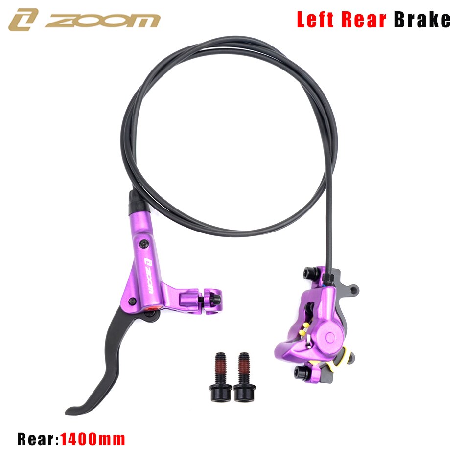 ZOOM HB-875 Mountain Bike hydrauliczny hamulec tarczowy przód i tył 800mm/1400mm hamulec rowerowy MTB ciśnienie oleju zacisk hamulcowy: Purple Left Rear
