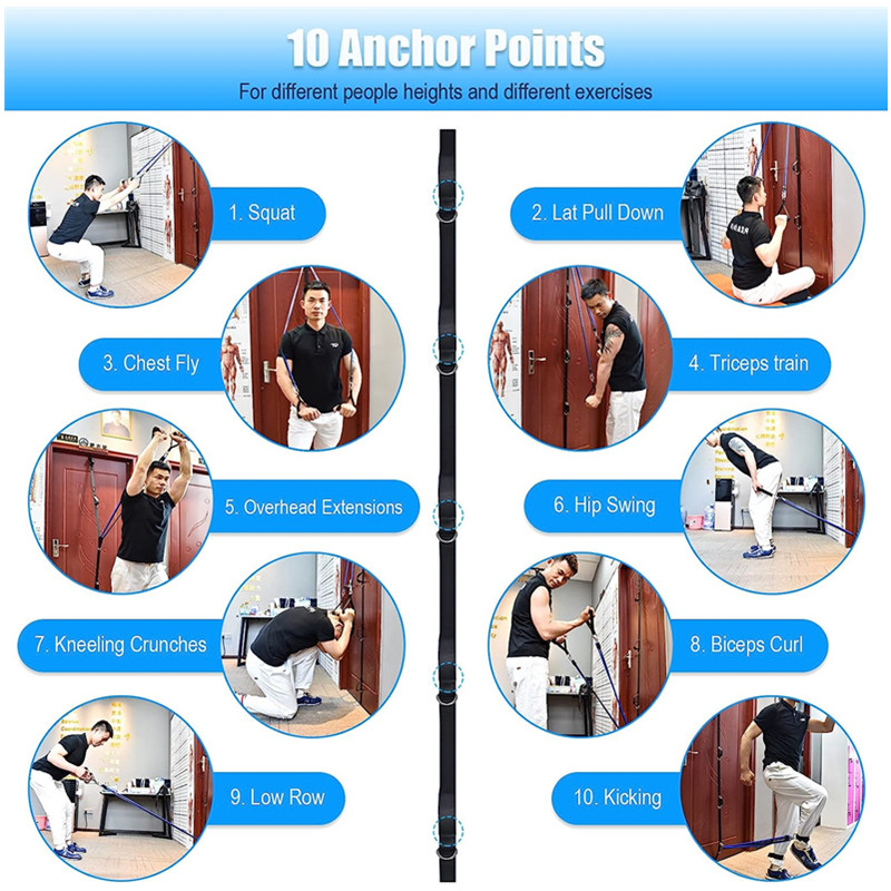 Correa de anclaje para puerta, bandas de resistencia para ejercicios, anclaje multipunto, accesorio de gimnasio, equipo de entrenamiento para Fitness en casa, 12 unidades por juego