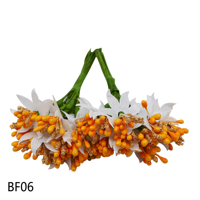 24 stk mini støvbærere bær guld sølv plastknop kunstig blomsterbuket scrapbooking håndværk bryllup dekoration fest forsyninger: Bf06