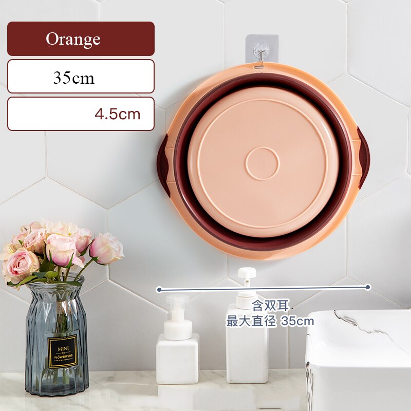 39cm pliable en plastique et Portable bassins lavabos pliant buanderie baignoire salle de bains cuisine accessoires voyage pliant lavabo: 35cm orange