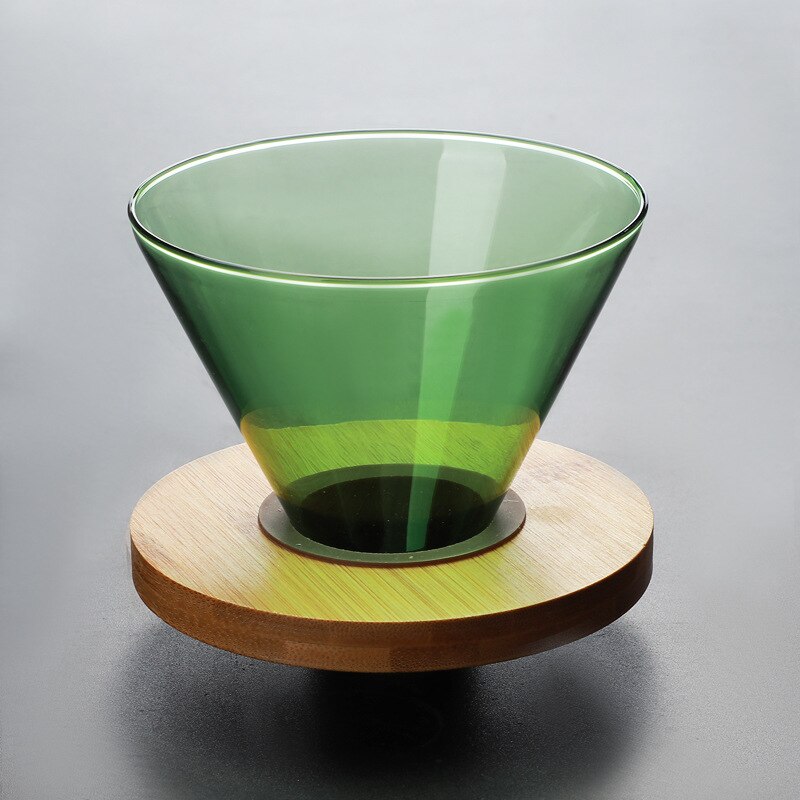 Imellow Glass Coffee Filter v60 Glass Hand Drip Filter Heat-Resistant Coffee Brewing Filter Cup Espresso Coffee Kitchen Tools: green1-4cup