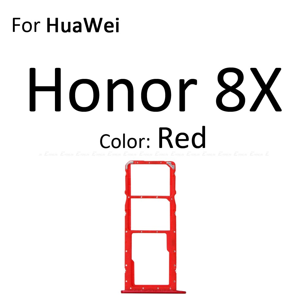 Sim Card Socket Slot Tray Reader Holder Connector Micro SD Adapter Container For HuaWei Honor 8C 8X 8A Pro Replacement Parts: For Honor 8X Red