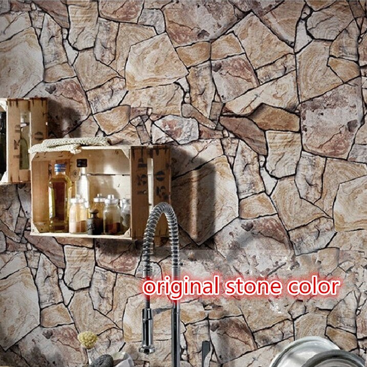 3D PVC Stone Pattern Wallpaper Home Decor Bedroom Reading Room Wall Paper 0.53m*1m