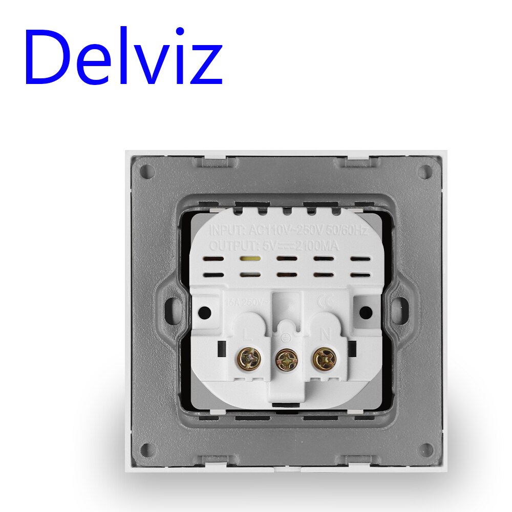 Delviz EU Standard USB Buchse, 5V 2A Doppel usb Ladung Schnittstelle, Zauberstab eingebettet 16A Steckdose, gehärtetem Kristall Glas Tafel