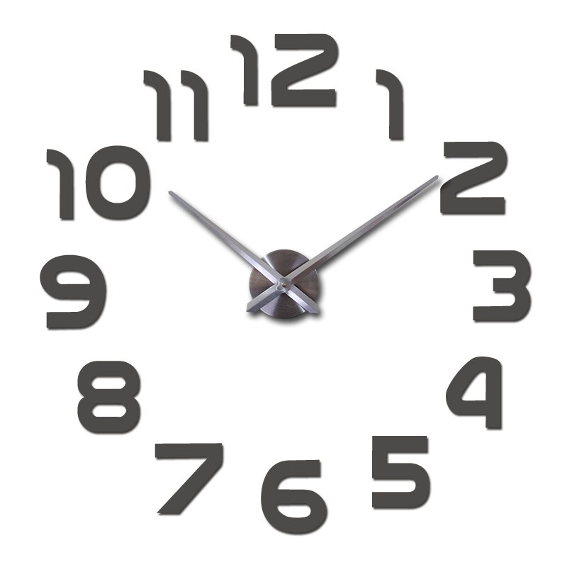 Real begrenzte quarzuhr big diy 3d spiegel aufkleber Metall wanduhr moderne kunst uhren hause dekoration: Dunkelgrau / 47inch