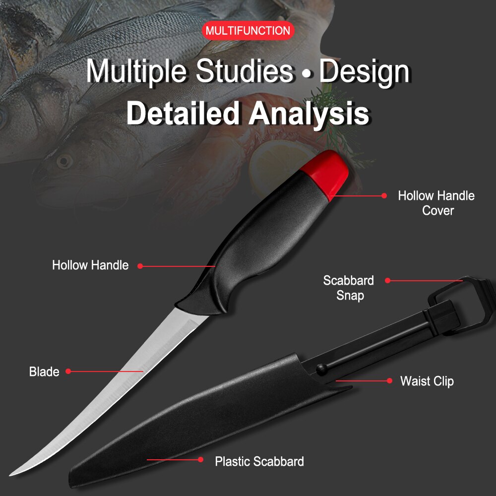 Couteau à désosser incurvé de 6 pouces couteau à filet d&#39;extérieur avec étui de protection couteau tranchant en acier inoxydable 3cr14 viande poisson volaille outils