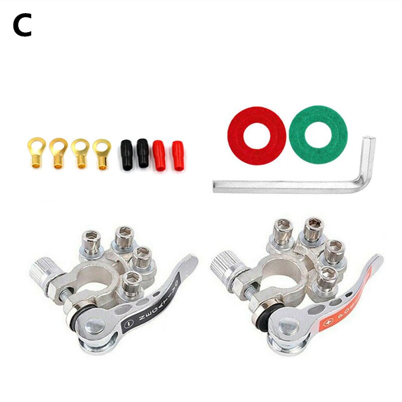 2 Pcs Car Battery Terminal Connector Wire Cable Clamp Quick Release Disconnect Shut-Off Connectors Car Auto Accessories 12V 24V: C