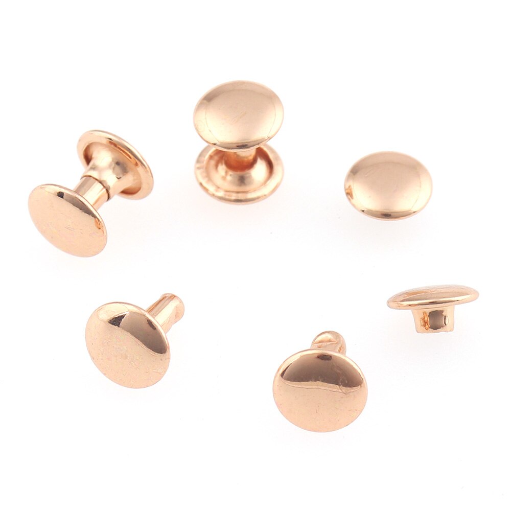 200Sets Rose Gold Double Cap Klinknagels 8Mm Studs Ronde Klinknagel Voor Leer Craft Tas Riem Kledingstukken Hoed Schoenen huisdier Kraag Decor