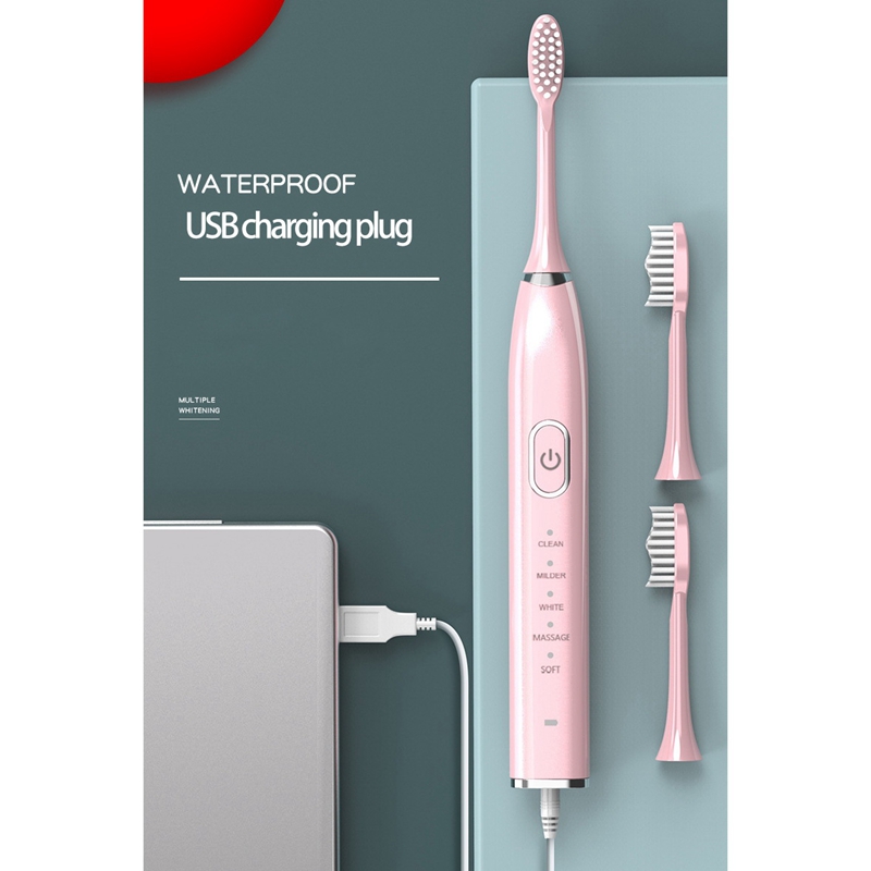 Ultrasonic Electric Toothbrush USB Rechargeable 5 Modes Toothbrush Waterproof Whitening Teeth Brush