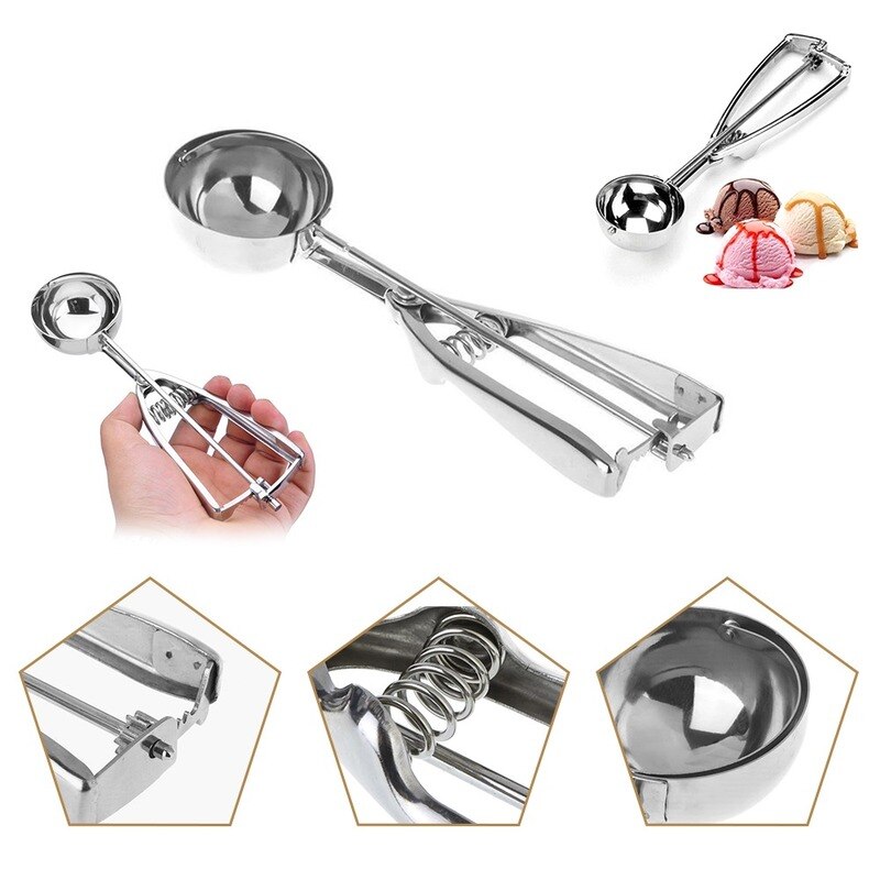 1pcs Ice Cream Scoops Metal Stainless Steel Make Kitchen Tools 4/5/6 CM 3 Size For Choose Potato Watermelon Spoon
