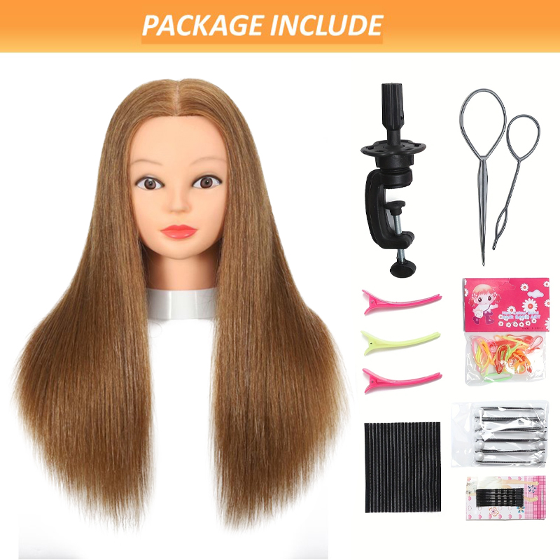 Cabeça de manequim de cabelo 100% real com cabelo humano, cabeleireiro, cosmetologia, manequim, treinamento, prática, estilo, cabeça de boneca: Branco