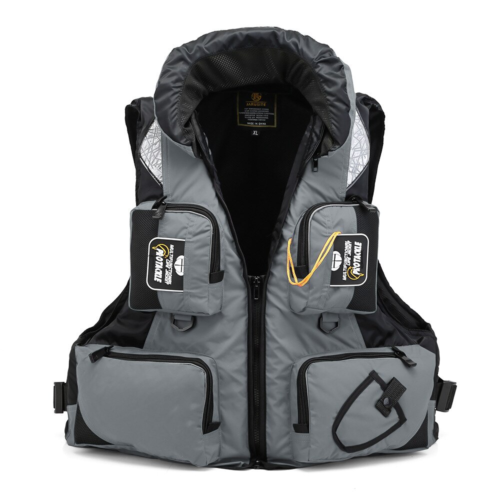 L-XXL Life Jacket Vest Fishing Polyester Adult Safety Life Jacket Survival Life Vest Swimming Boating Drifting: Dark Grey / XL