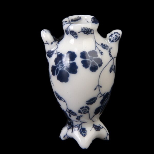 7 Stck/Pack 1/12 Puppenhaus Sammlung Keramik China Porzellan Vase Untertasse --- Weiß + Blau Ranke
