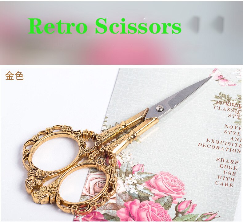 6 Kleuren Nail Art Cutter Naaister Blossom Schaar Antieke Naaien Stof Tool Europese Vintage Bloemen Patroon Cuticle Schaar